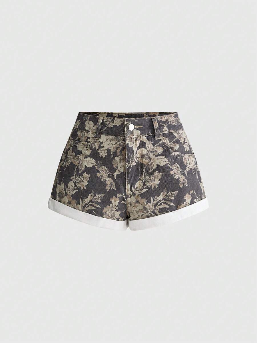 Denim Shorts Women - Women Denim Shorts With Floral Print
