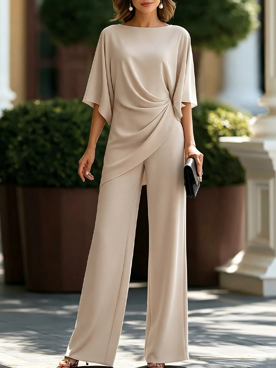 Wide Leg Palazzo Pants - Women Formal Two Piece Sets Boat