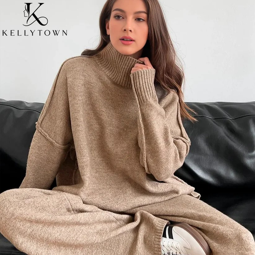 Wide Leg Palazzo Pants - 2026 Autumn Winter Knitted Pants Set