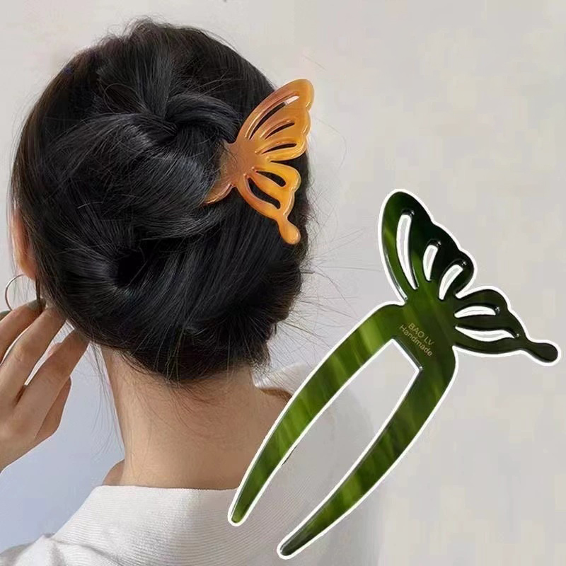 Women Fashion Hair Style - Elegant Acetic Acid Butterfly U-Shaped Hair