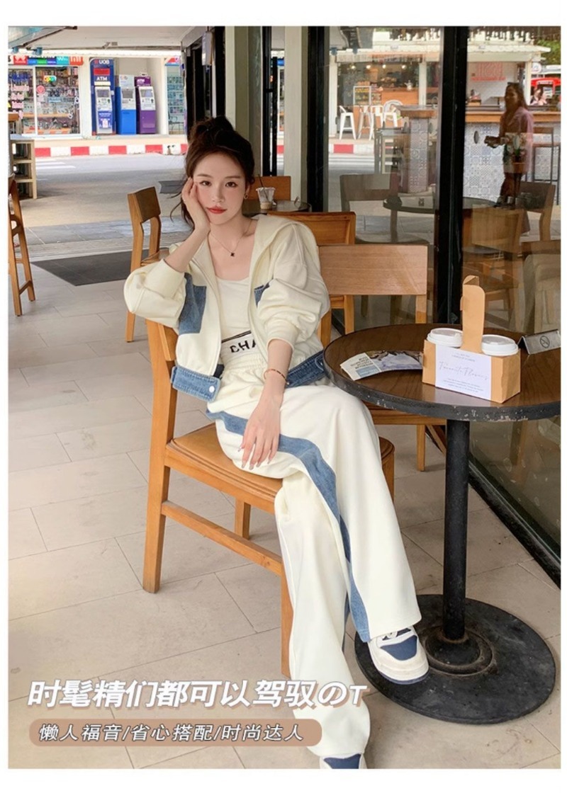Sweater Denim Splicing Casual  - đánh giá và giá Wide Leg Palazzo Pants