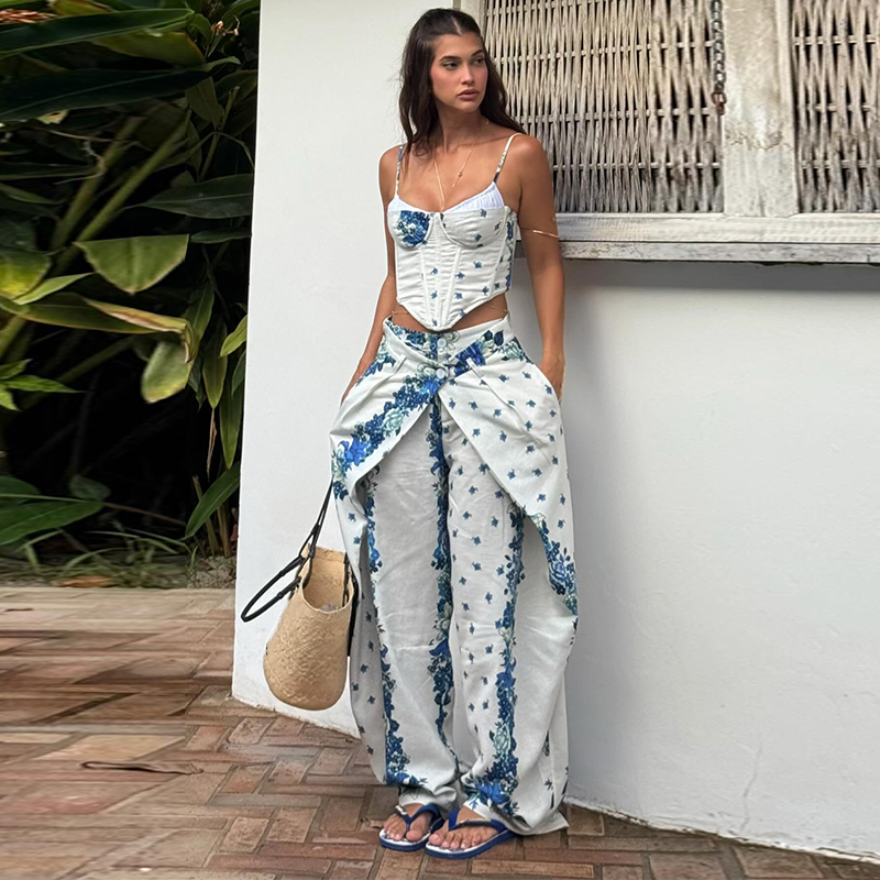 Sexy Printed Vest Trouser Wome - đánh giá và giá Wide Leg Palazzo Pants
