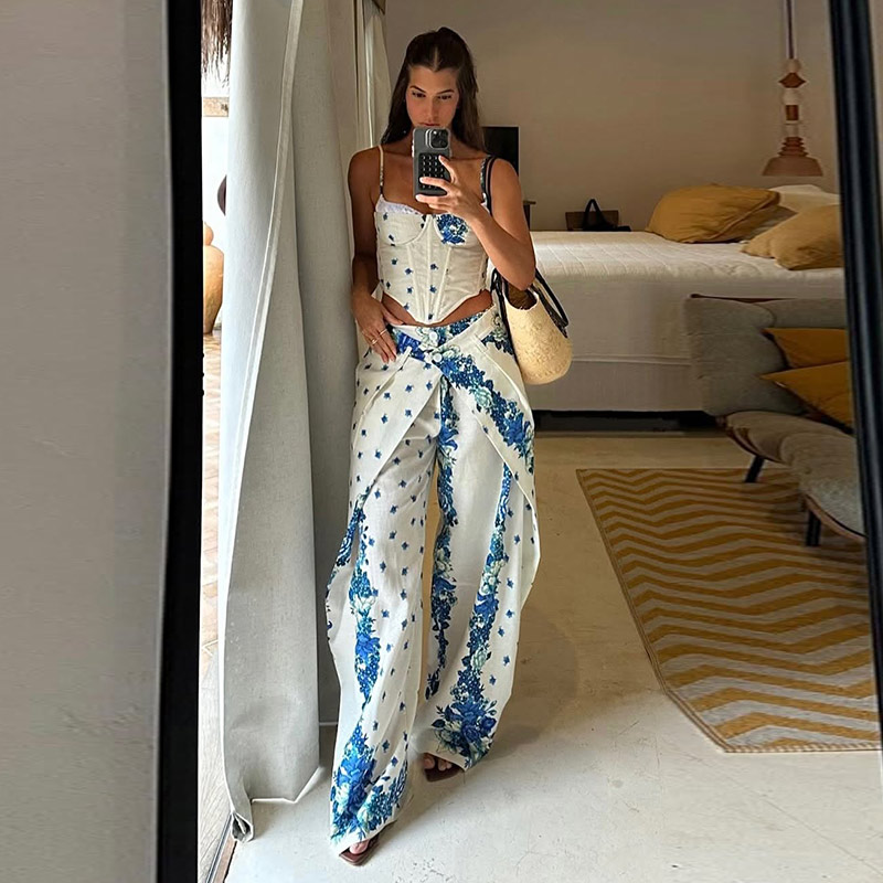Sexy Printed Vest Trouser Wome - đánh giá và giá Wide Leg Palazzo Pants