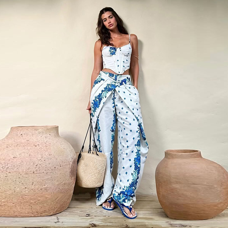 Sexy Printed Vest Trouser Wome - đánh giá và giá Wide Leg Palazzo Pants