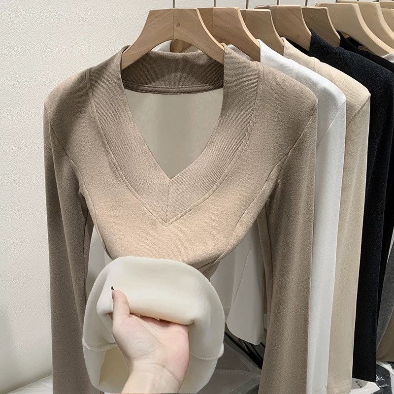 Plus Size Women V Neck Fleece  - đánh giá và giá Women'S Fashion Tops