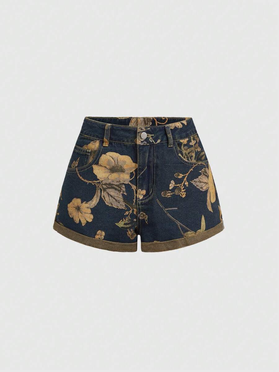 Women Denim Shorts With Floral - đánh giá và giá Denim Shorts Women