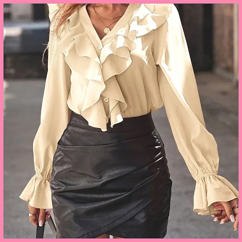 2025 Fashion V-Neck Ruffle Fla - đánh giá và giá Women'S Fashion Tops