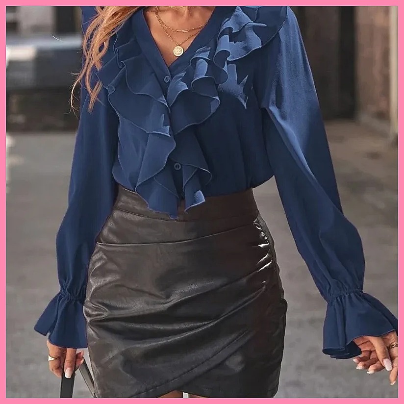 2025 Fashion V-Neck Ruffle Fla - đánh giá và giá Women'S Fashion Tops