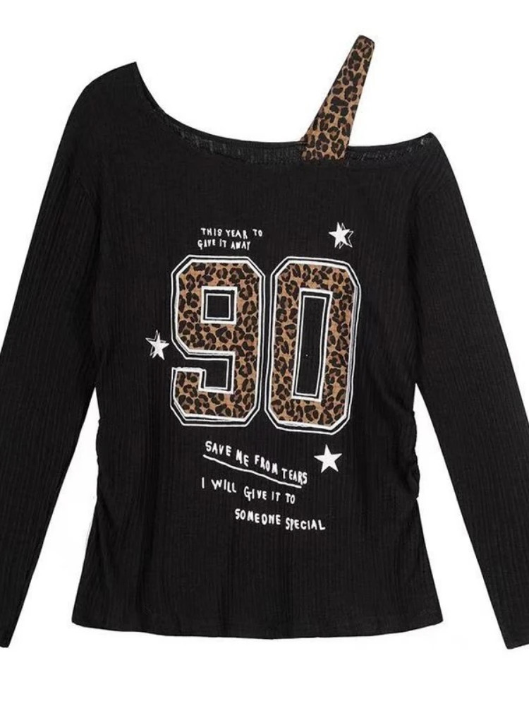 Y2K Patchwork Leopard Print T- - đánh giá và giá Women'S Fashion Tops