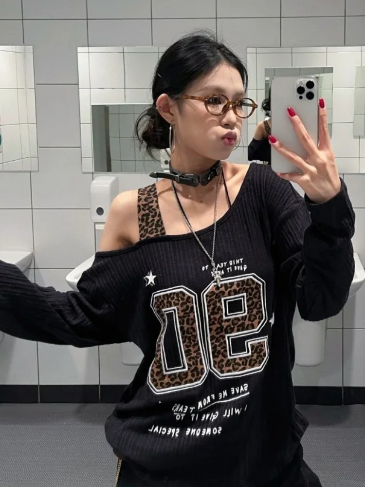 Y2K Patchwork Leopard Print T- - đánh giá và giá Women'S Fashion Tops