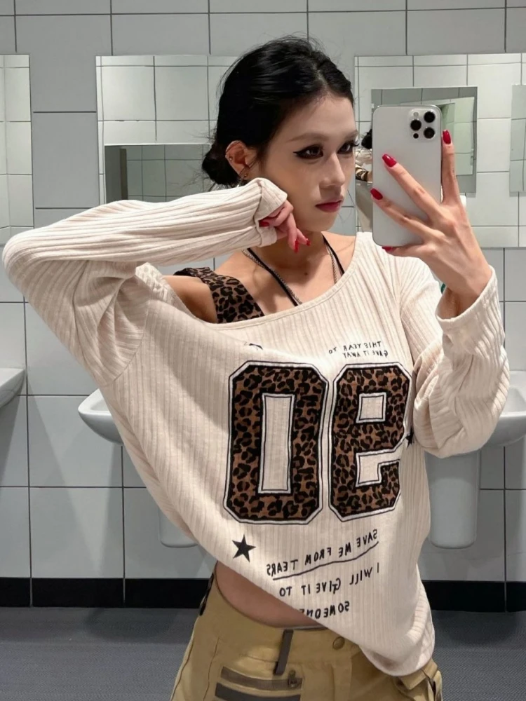 Y2K Patchwork Leopard Print T- - đánh giá và giá Women'S Fashion Tops
