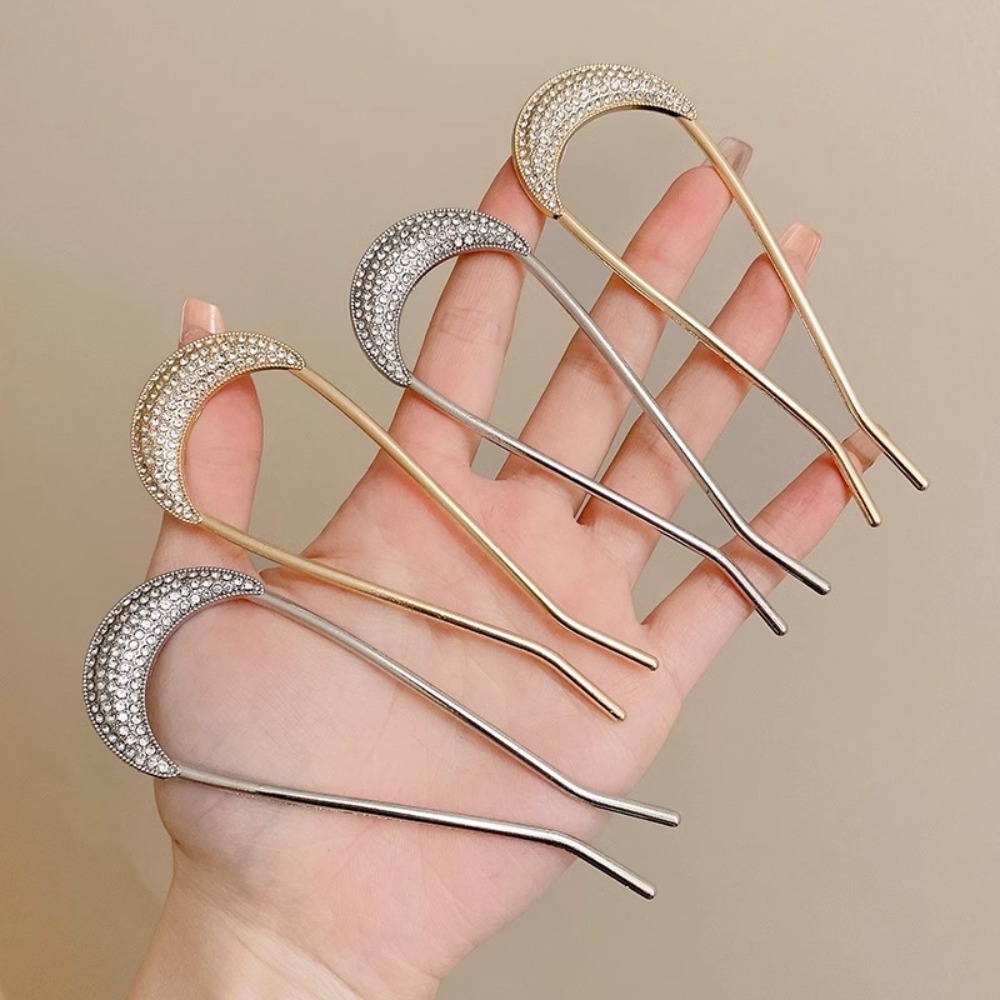 1/2pcs U-Shaped Crystal Hairpi - đánh giá và giá Women Fashion Hair Style