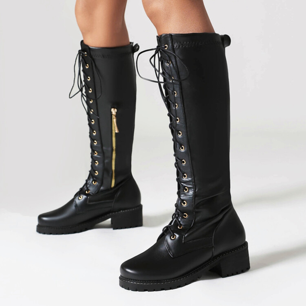 Size 33-50 Women Leather Knee  - đánh giá và giá Women'S Fashion Riding Boots