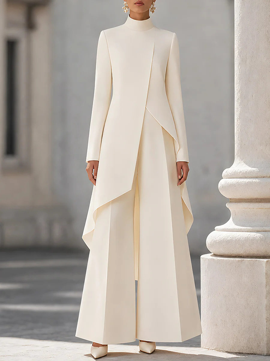 Women Two Piece Outfit Mock Ne - đánh giá và giá Wide Leg Palazzo Pants
