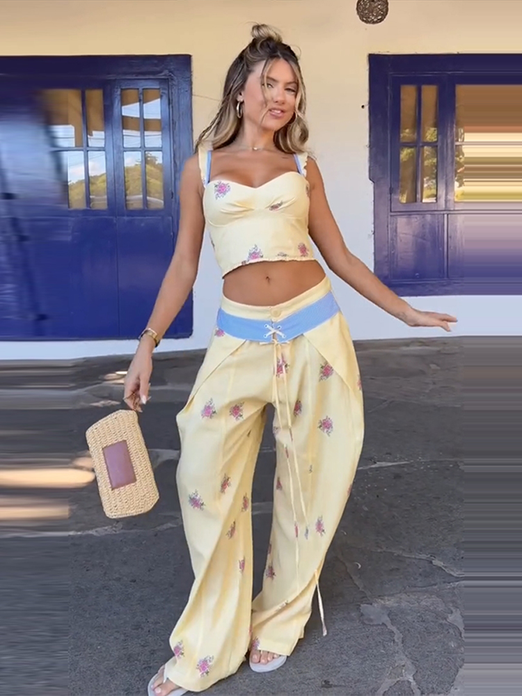 Sexy Print Vest Pants Women Se - đánh giá và giá Wide Leg Palazzo Pants