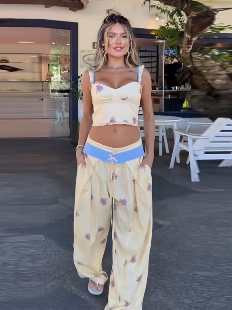 Sexy Print Vest Pants Women Se - đánh giá và giá Wide Leg Palazzo Pants