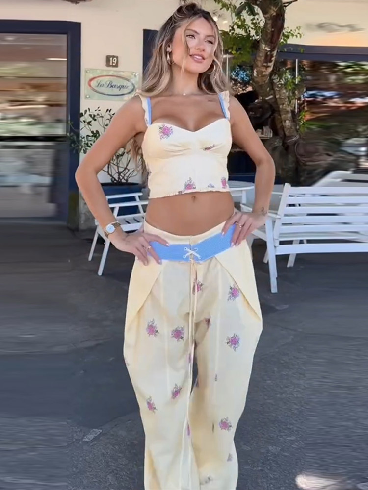 Sexy Print Vest Pants Women Se - đánh giá và giá Wide Leg Palazzo Pants