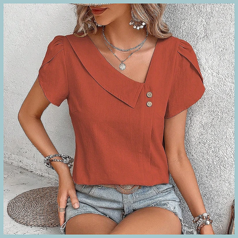 2024 Summer Vintage Solid Colo - đánh giá và giá Women'S Fashion Tops